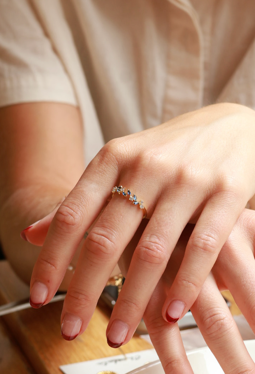 Adeline leaf ring (blue)