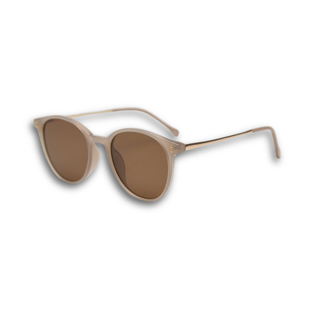 Classic round unisex beige color sunglasses | polarised lenses, 100% UV protection, stylish trendy fashion