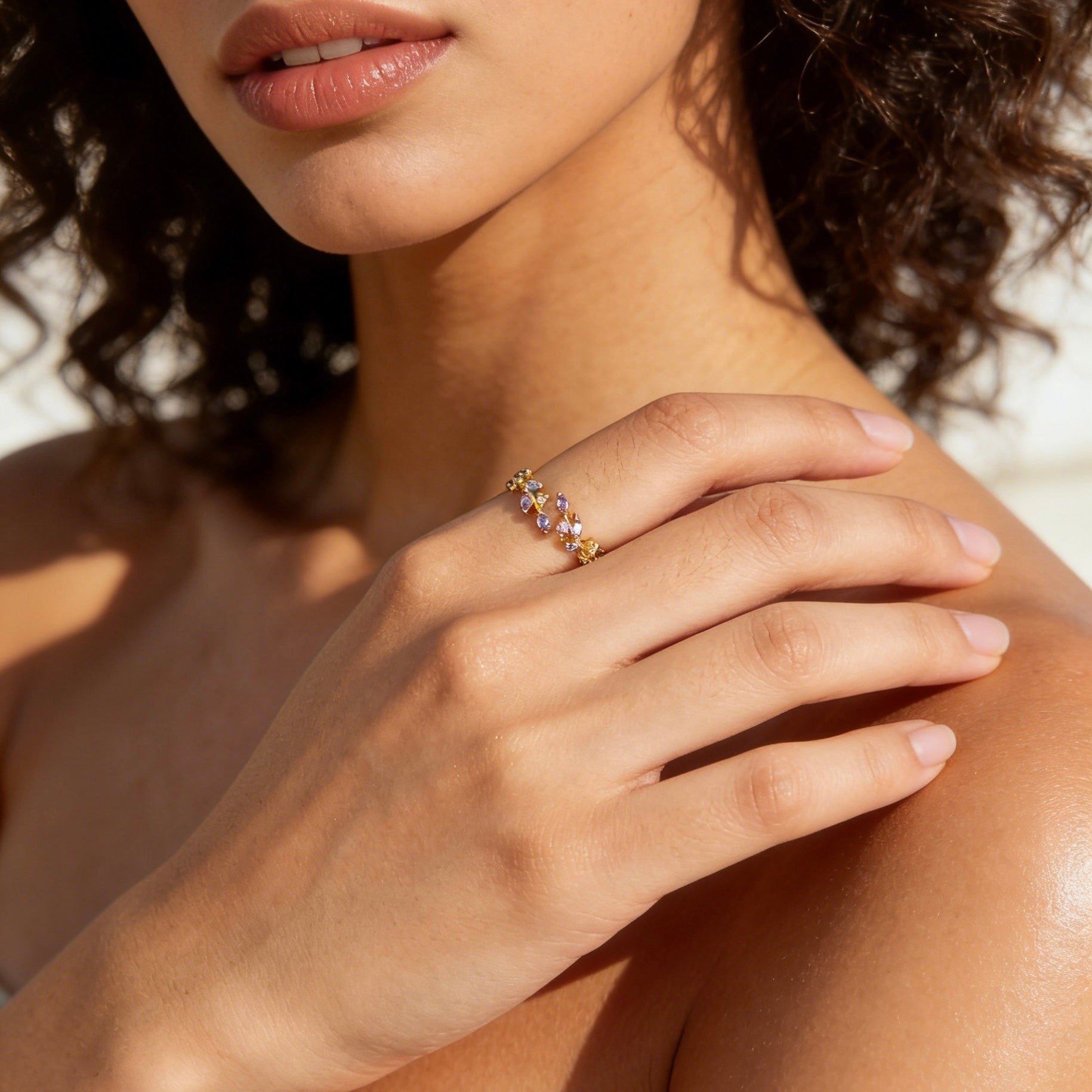 Adeline leaf ring (purple)