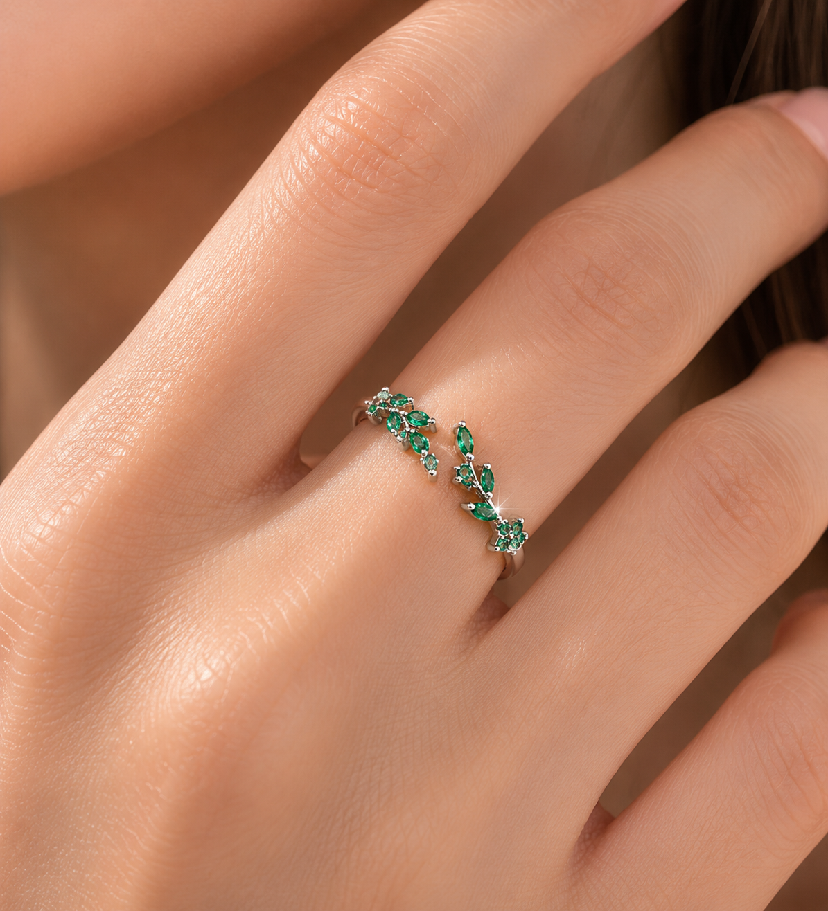 Alina leaf ring (green)