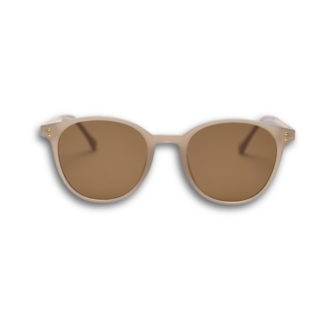 Classic round unisex beige color sunglasses | polarised lenses, 100% UV protection, stylish trendy fashion