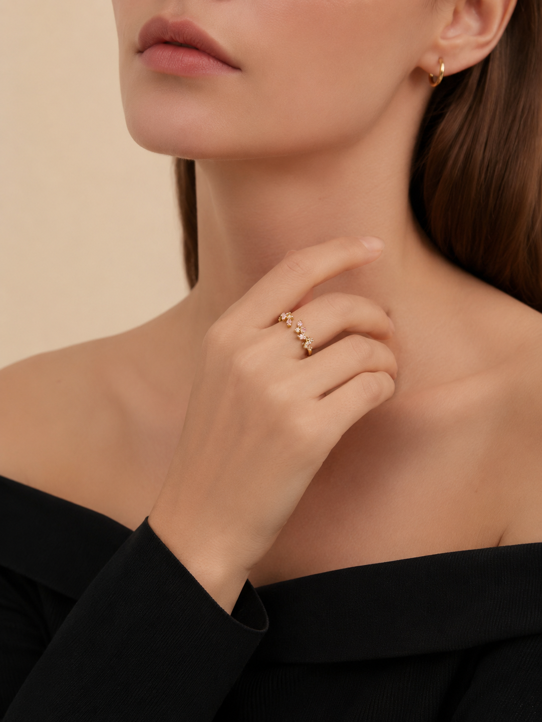 Adeline leaf ring (pink)