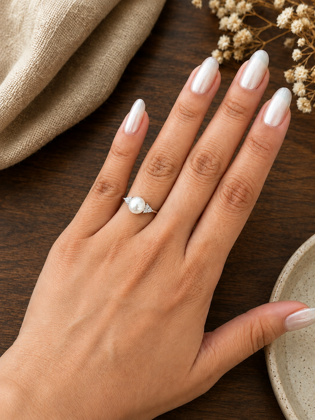 Daria Pearl Ring (Silver)