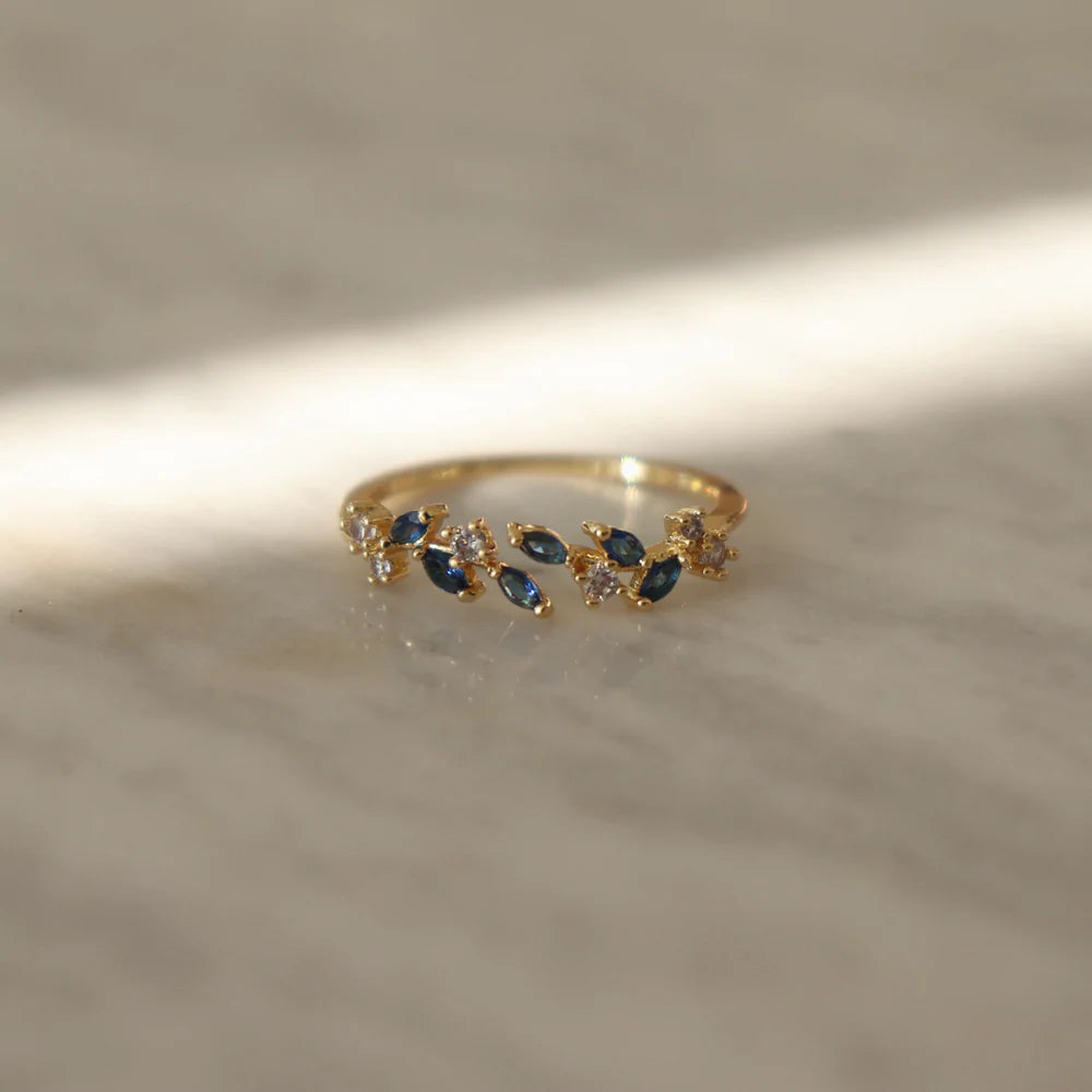 Adeline leaf ring (blue)