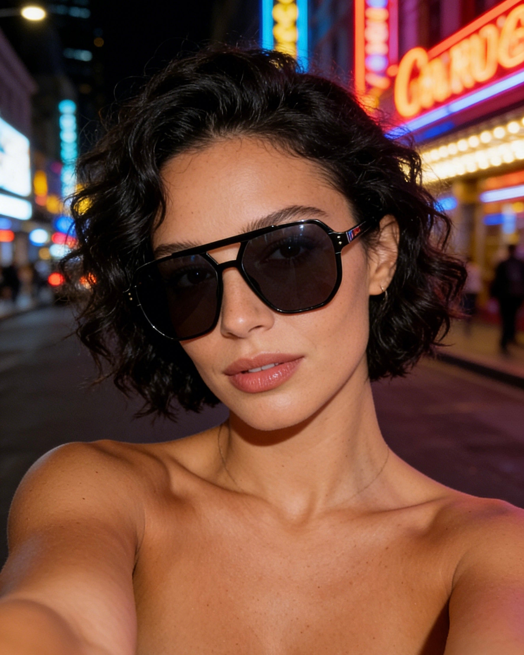 Oversized black aviator sunglasses with a flat top bridge, polarized lenses, and UV protection, unisex retro square eyewear.