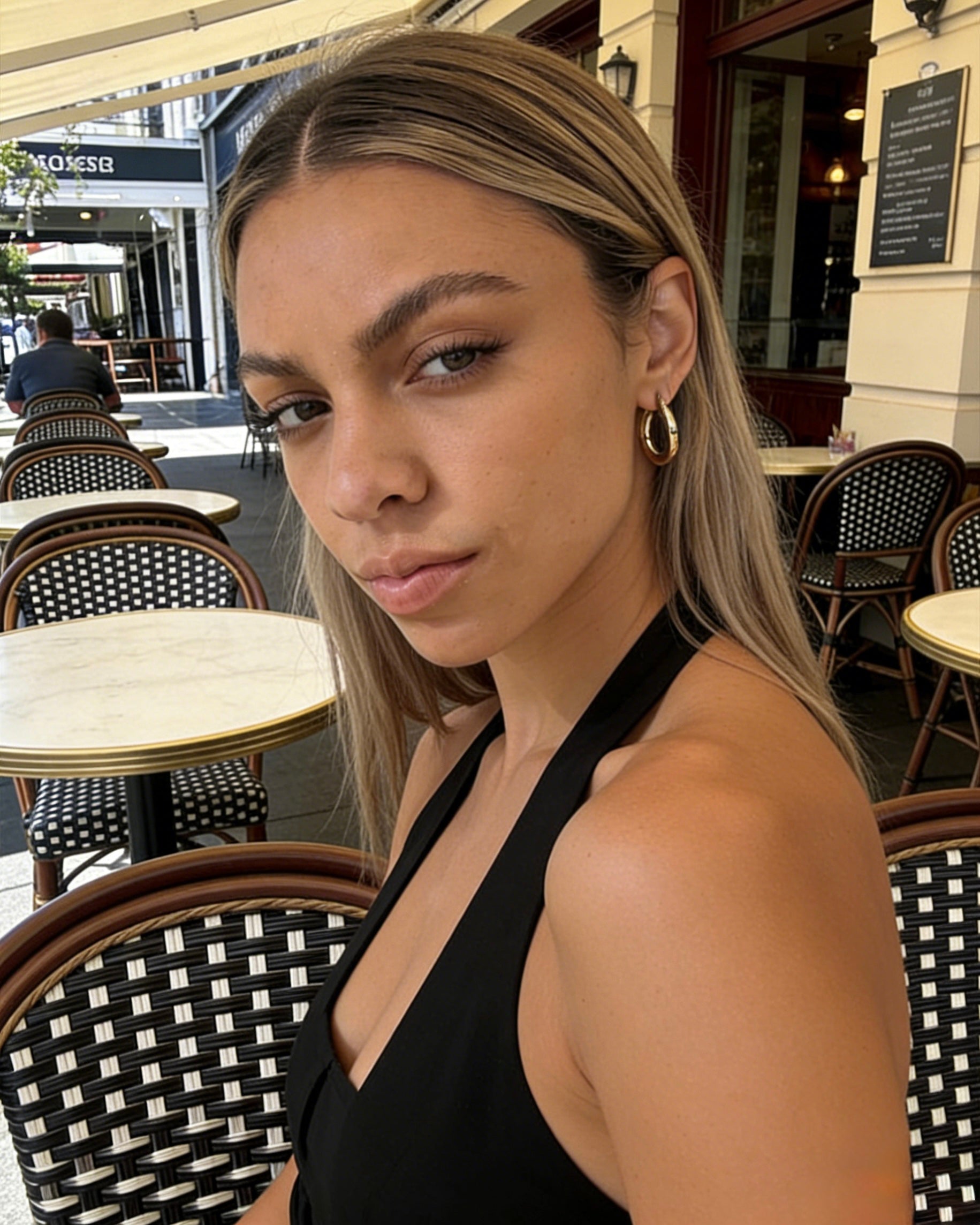 18K gold plated chunky statement hoop earrings with S925 sterling silver posts, minimalist aesthetic thick hoops jewelry
