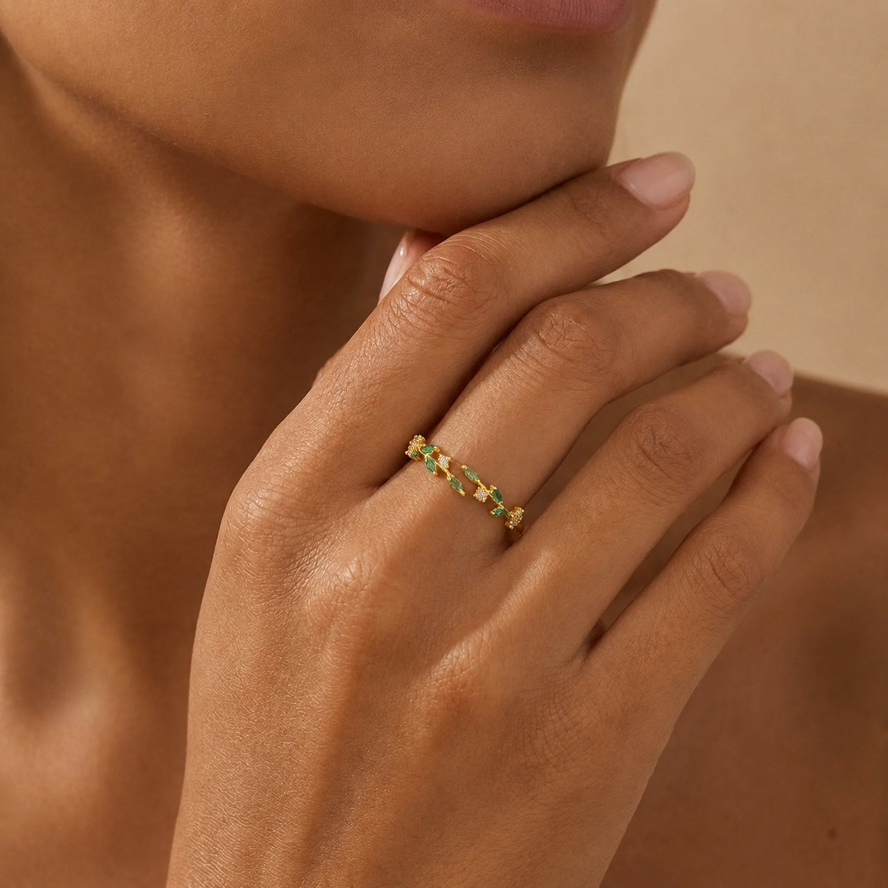 Adeline leaf ring (green)