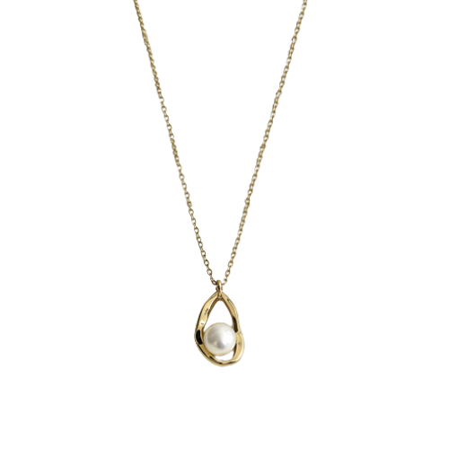 Gold Plated Cultured Pearl Necklace, Modern Teardrop Pearl Pendant Necklace for Women. Minimalist Gold Plated Pearl Pendant Necklace, Everyday Wear Delicate Chain.
